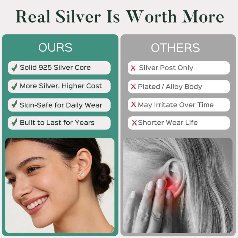 ChicSilver أقراط فضة استرلينية أنيقة للنساء، أقراط سلتية مضادة للحساسية، أقراط مثلثية ثلاثية، مجوهرات إيرلندية صغيرة ورقيقة للنساء - Image 5
